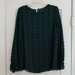 Gibson Forest Green Floral Blouse